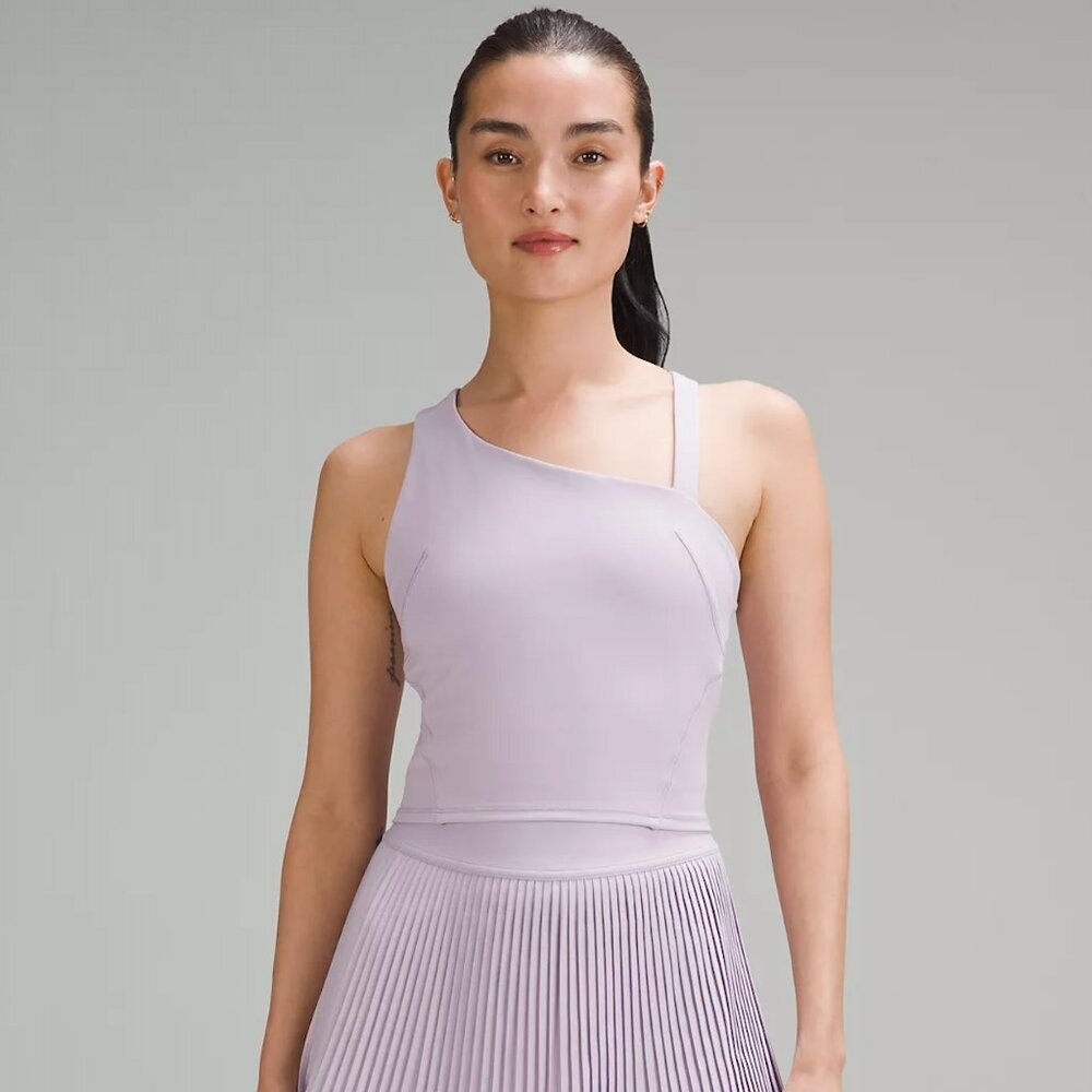 Lululemon Size 12 Everlux Asymmetrical Tennis Tank Top, Lilac Ether